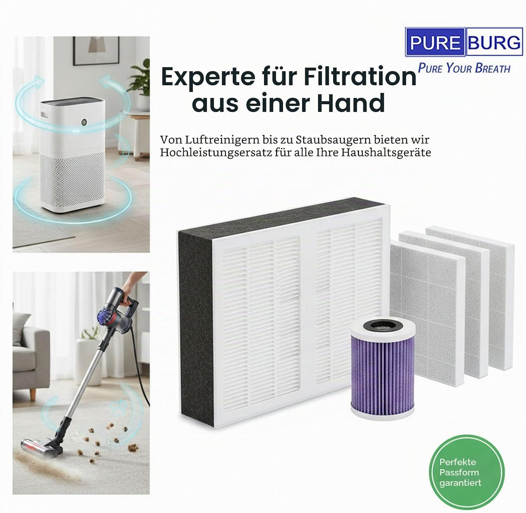PUREBURG FY0194 Ersatzfilter kompatibel mit Luftreinigern der Serie 600 von PHILIPS - AC0650/10 AC06