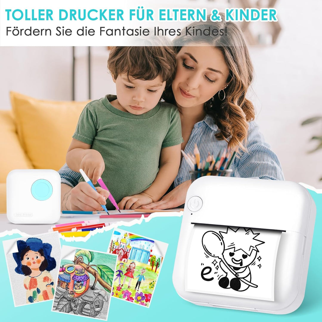 GuKKK Mini-Fotodrucker, Thermodrucker, tragbarer Sofortbilddrucker, Mini-Fotodruck vom Handy, Thermo