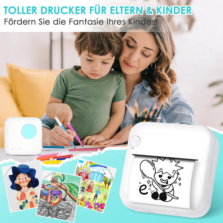 GuKKK Mini-Fotodrucker, Thermodrucker, tragbarer Sofortbilddrucker, Mini-Fotodruck vom Handy, Thermo
