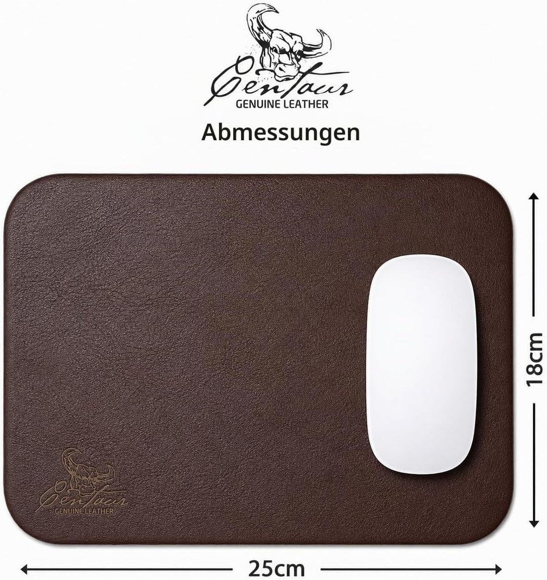Centaur - Hochwertiges Leder Mousepad 25x18 cm nussbraun - Vintage Mauspad aus echtem Leder - Unterl