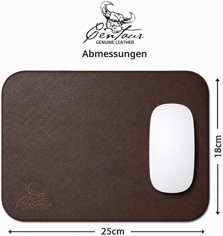 Centaur - Hochwertiges Leder Mousepad 25x18 cm nussbraun - Vintage Mauspad aus echtem Leder - Unterl