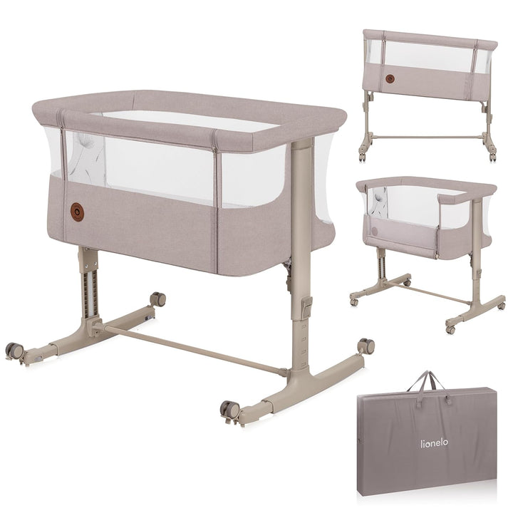 Lionelo Aurora 3 in 1 Babybett bis 9 kg, Beistellbett, Wiege, Höhenverstellug und Einstellung der Ne