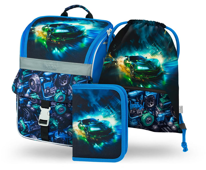 Baagl Schulranzen Jungen Set 3 Teilig, Zippy Schultasche für 1. Klasse, Grundschule Ranzen Tornister
