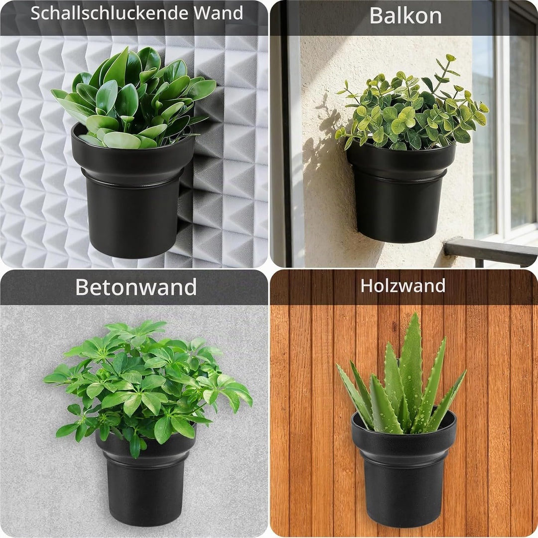 HA BIN Wandblumentopf für Akustikpaneele – 2er-Set kleine PP-Blumentöpfe Ø10×H10cm mit Halterungen f