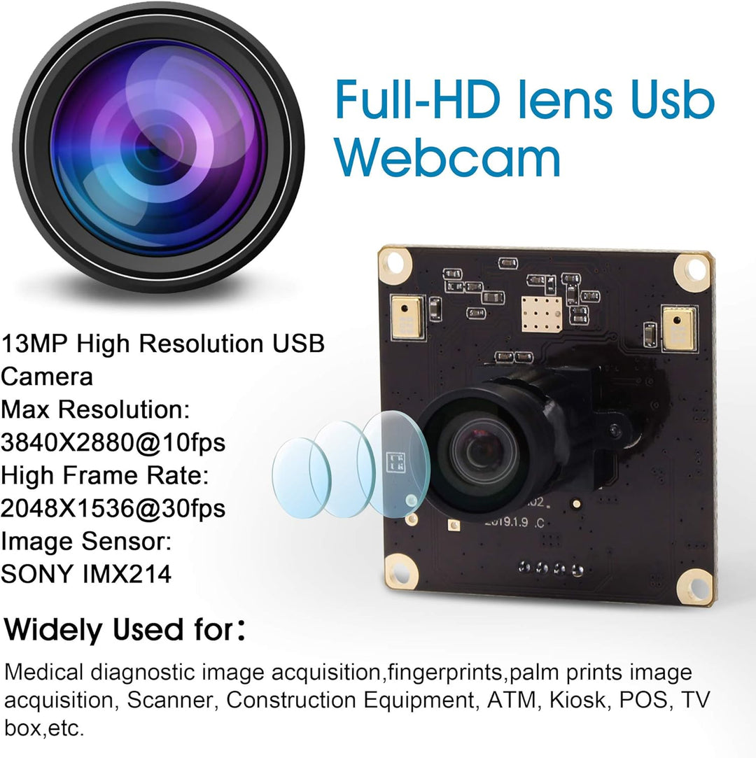 G 13mp USB Kameramodul 2880p Webcam modul,Weitwinkel UHD Webkamera modul,100grad verzerrungsfreie us