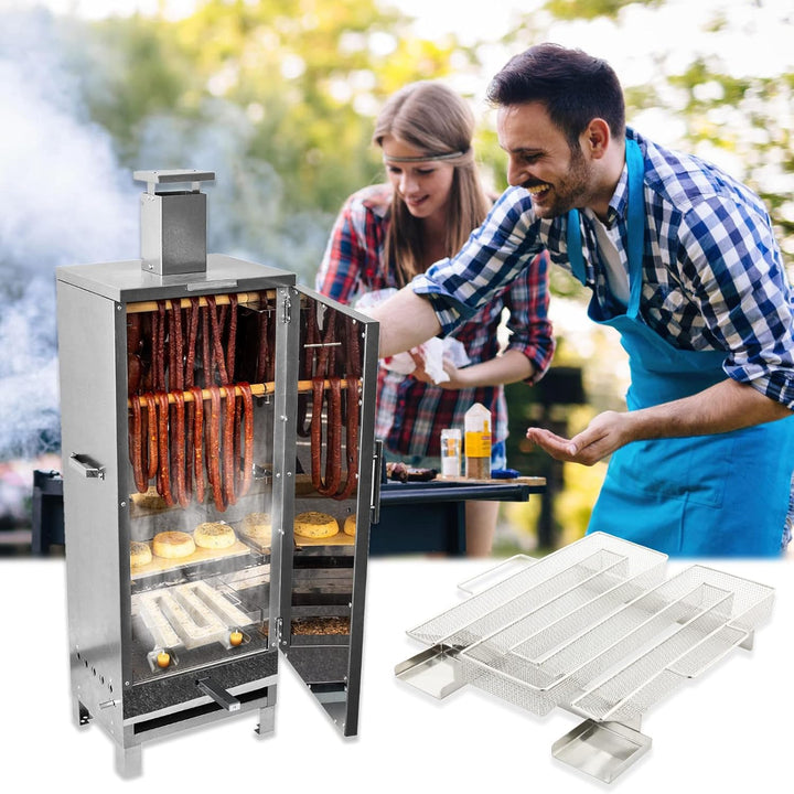 UIEEGPG Kaltrauchgenerator aus Edelstahl, Sparbrand Kaltraucherzeuger Mit Griffen Bürste + Haken für