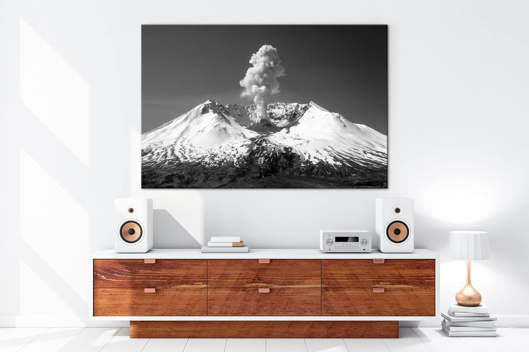 Vulkanausbruch des Mount St Helens Format: 80x60 Effekt: Schwarz&Weiss als Leinwandbild, Motiv ferti