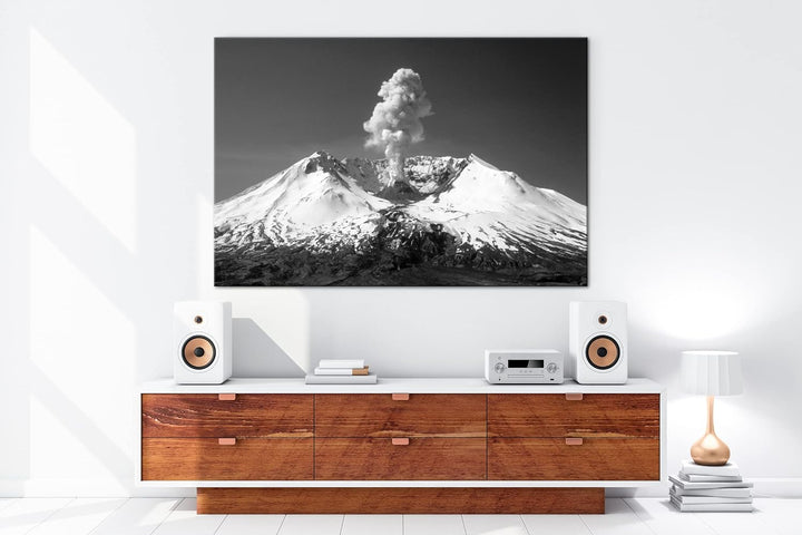 Vulkanausbruch des Mount St Helens Format: 80x60 Effekt: Schwarz&Weiss als Leinwandbild, Motiv ferti