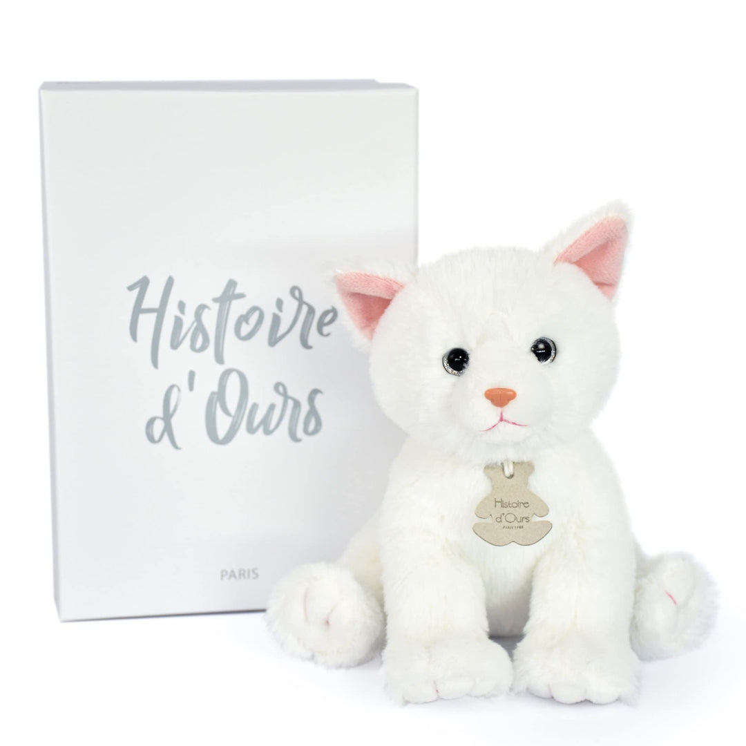 Histoire d'ours - Plüschtier Katze – Weiss – 18 cm – A la Landagne – HO3155 Katze 18 cm Weiss, Katze