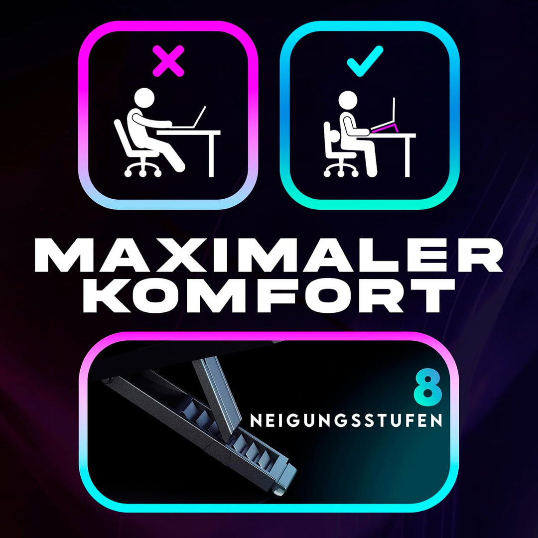 KLIM Mistral Laptop Kühler | Leistungsstarker Turbo-Ventilator (4500 U/min) | Gummiringdichtung für
