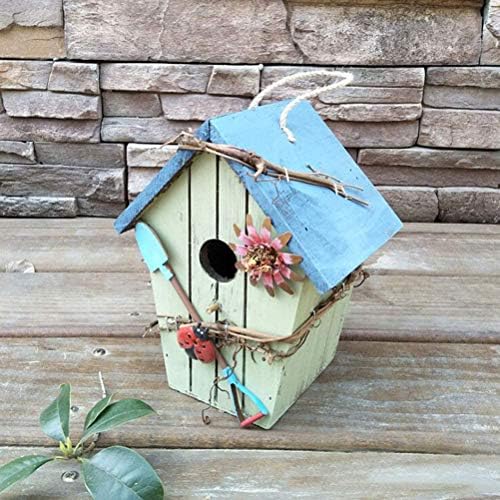 Handbemaltes Vogelhaus, Hängende Vogelhaus-Gartendekoration für den Aussenbereich mit Metalldach und