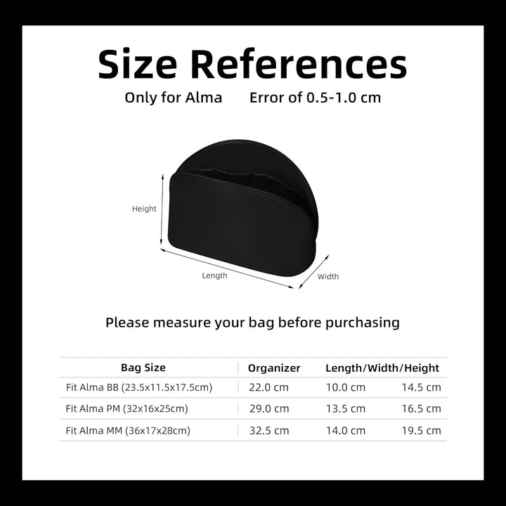 DGAZ Taschen Organizer Einsatz, Seide Innentasche für Alma BB/PM/MM, Leicht Taschenorganizer Shaper