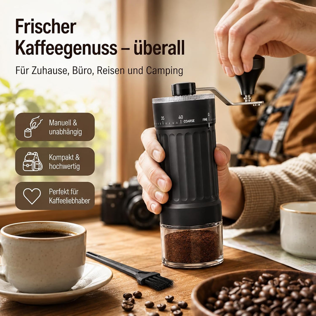 Externer Verstellbarer Kaffeemühle Manuell mit Hochpräzisen - Kaffeemühle mit 40 Einstellbaren Stufe