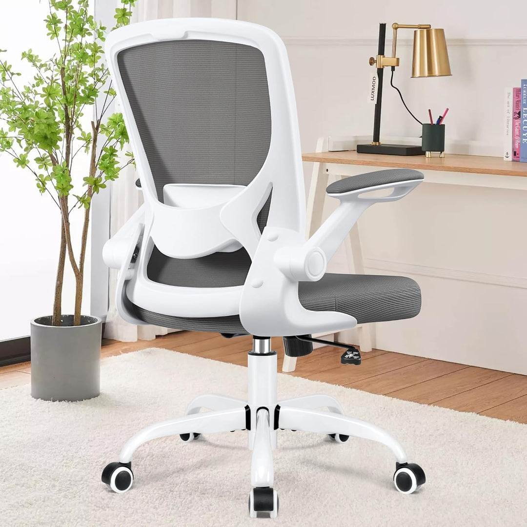 KERDOM Bürostuhl, Ergonomischer Schreibtischstuhl mit Klappbaren Armlehnen, 360° Drehstuhl Mesh Comp