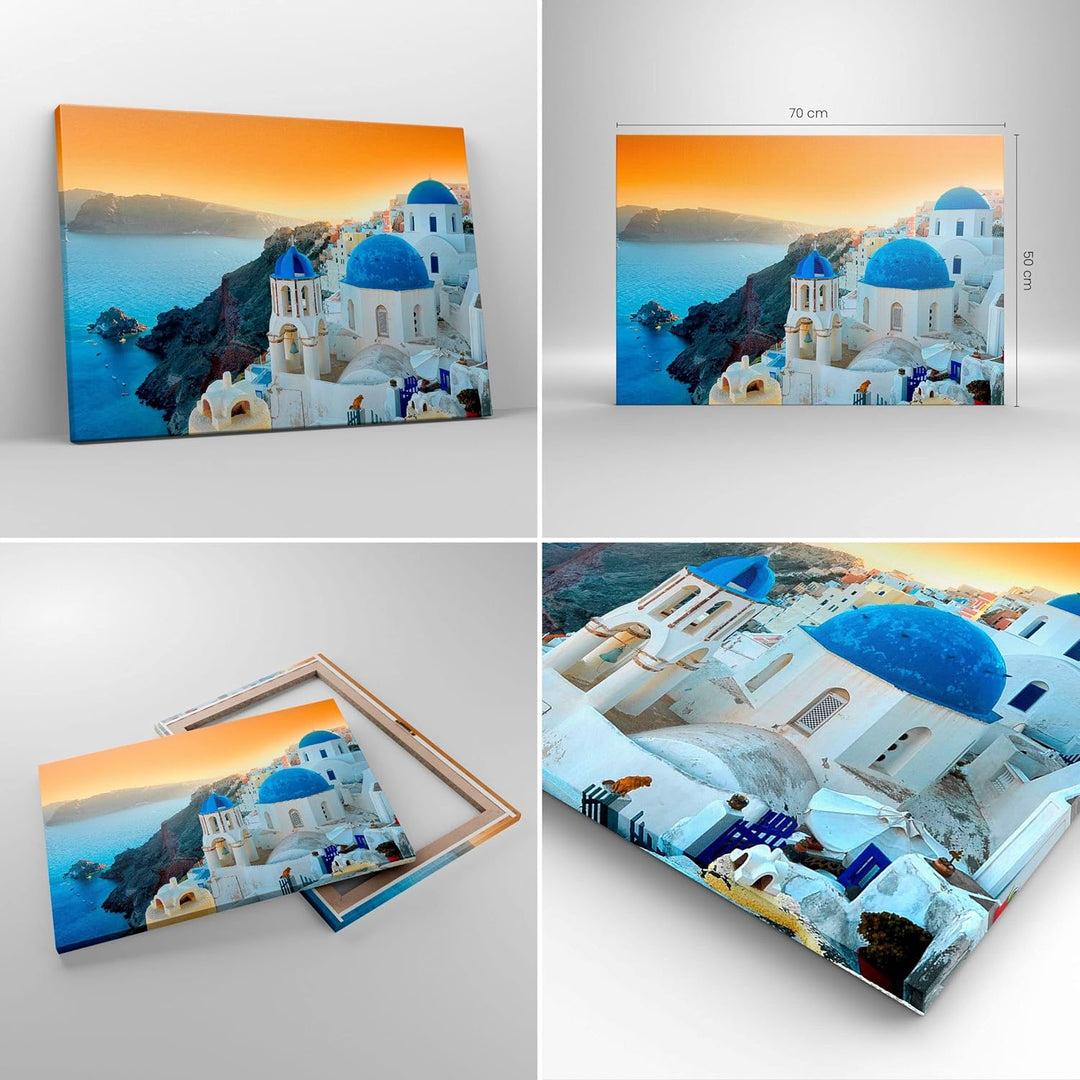 Bilder auf Leinwand Santorini Griechenland Urlaub Insel Leinwandbild 70x50cm Wandbilder Dekoration W