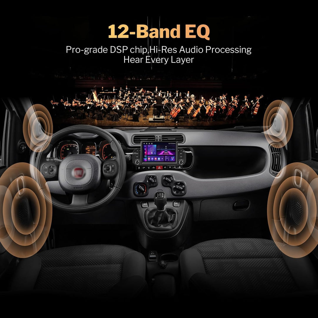 Carplay Autoradio für FIAT Panda 2013-2020 mit Wireless Android Auto | 7 Zoll Touchscreen Android Au