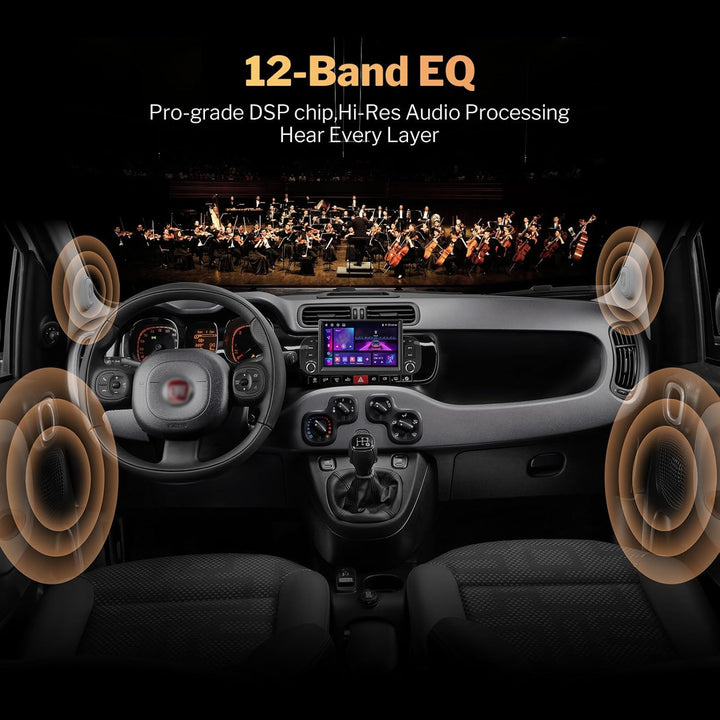 Carplay Autoradio für FIAT Panda 2013-2020 mit Wireless Android Auto | 7 Zoll Touchscreen Android Au