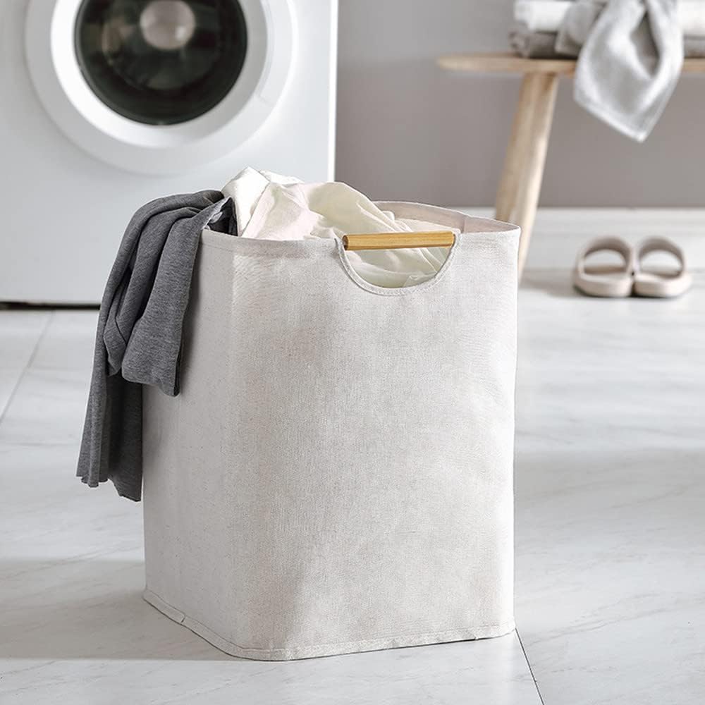 Yolistar Wäschekorb 40x30x30 cm - Faltbarer Wäschesammler aus Baumwolle & Leinen, Kompakter Wäscheko