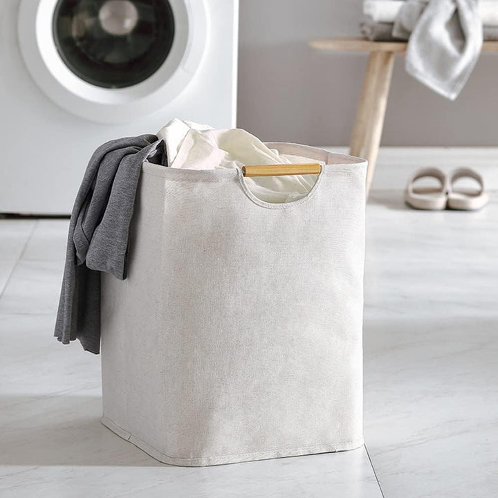 Yolistar Wäschekorb 40x30x30 cm - Faltbarer Wäschesammler aus Baumwolle & Leinen, Kompakter Wäscheko