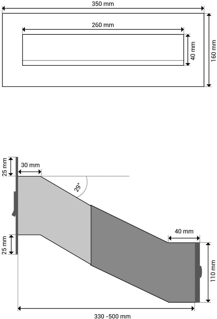 D-042 Edelstahl Mauerdurchwurf Briefkasten mit Klingel (Tiefe: 35-50 cm) - LETTERBOX24.de
