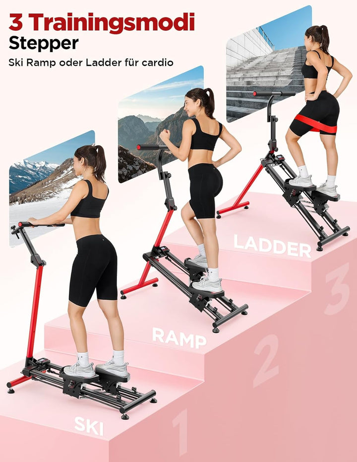 YOLEO Einstellbarer Widerstand Stair Stepper für Zuhause, Klappbarer Stepper mit 3 Trainingsmodi, Co