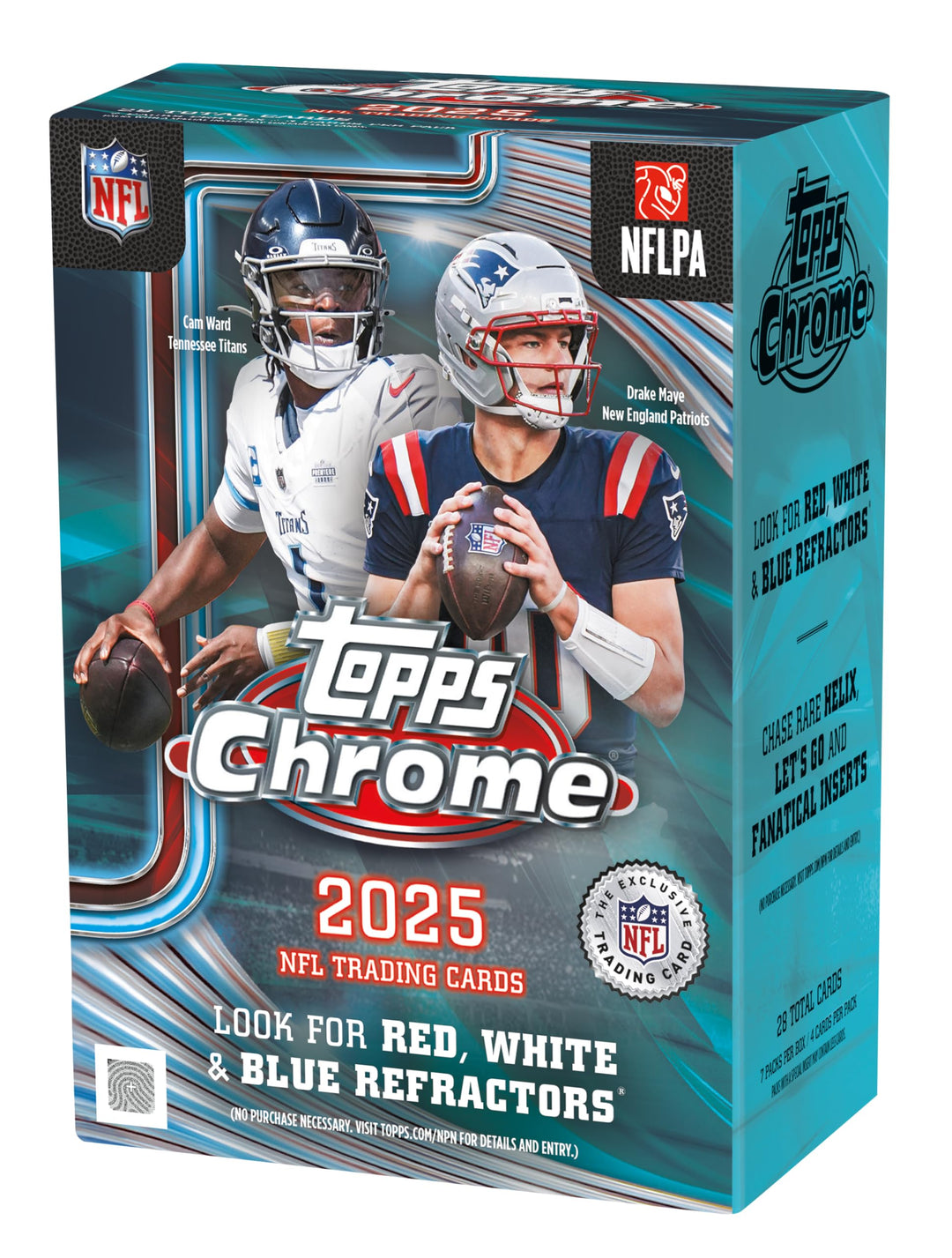 2025 Topps Chrome® Fussball - Vorteilsbox (enthält 4 Karten pro Packung, 7 Packungen pro Box)