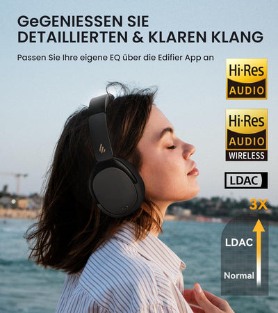 Edifier WH950NB Hybrid Active Noise Cancelling Kopfhörer -LDAC Codec mit Hi-Res Audio und Custom EQ