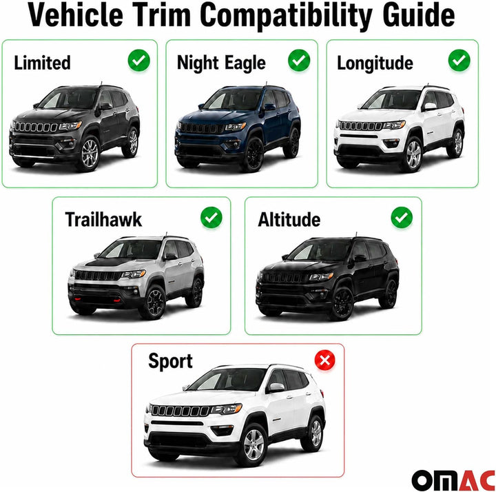 OMAC Heavy Duty Dachträger Querträger kompatibel mit Jeep Compass 2017-2025 – 2 Stangen – Aluminium
