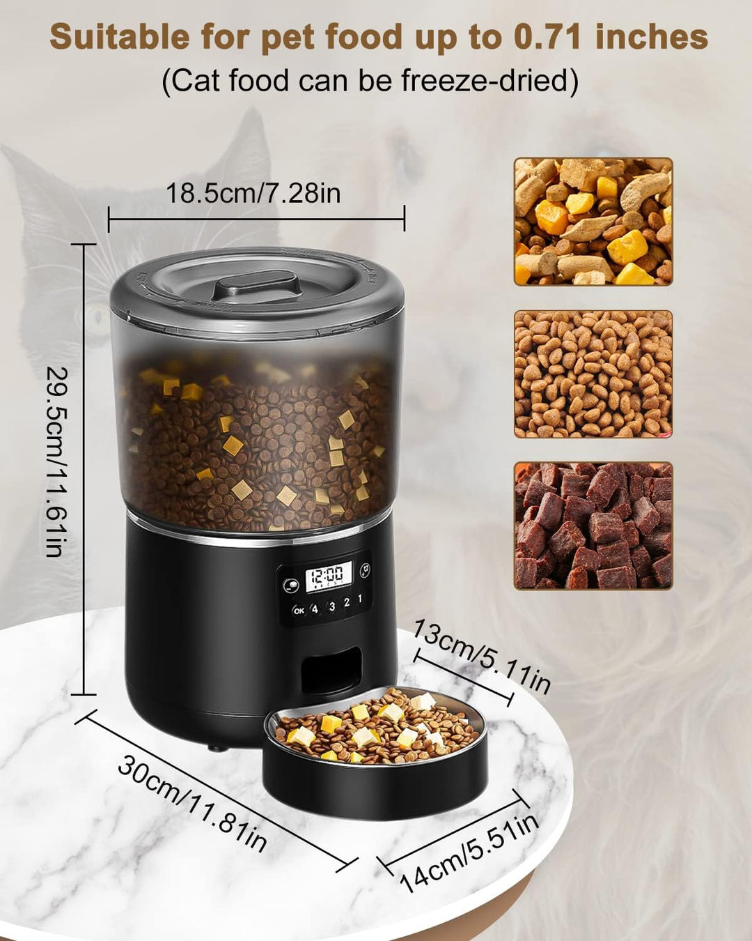 jutyum futterautomat katze 4L, Futterautomat für Haustiere, futterautomat hund, bis zu 9 Portionen/4