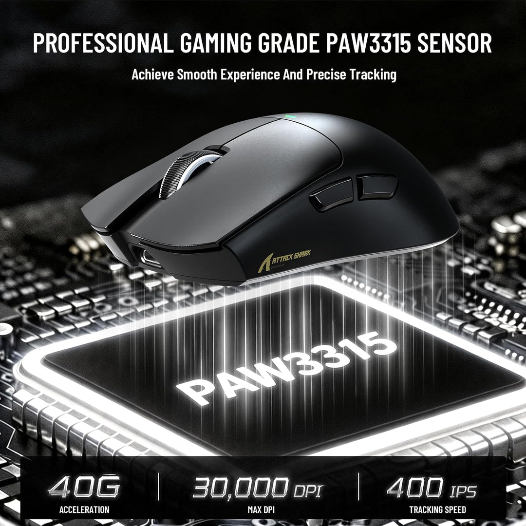 ATTACK SHARK X11 PRO V2 Lightspeed Wireless Gaming-Maus, TFT Display Dock A-Schwarz, A-Schwarz