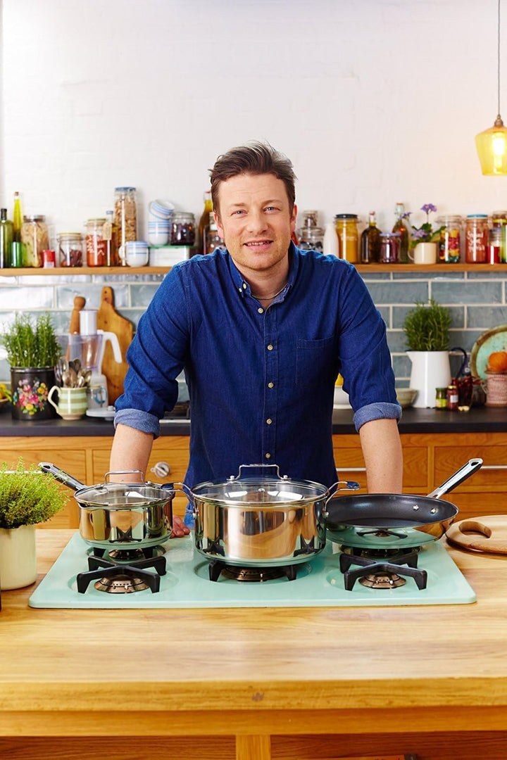 Tefal E43510 Jamie Oliver Pfannenset 5 tlg Induktion, inkl Deckel 28cm+Wender, Pfanne 20,26,28 cm, a