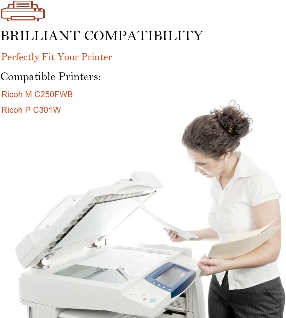 ASEKER Kompatibler Tonerkartusche M C250H für Ricoh M C250FWB, P C301W Drucker, 6,900 & 6,300 Seiten