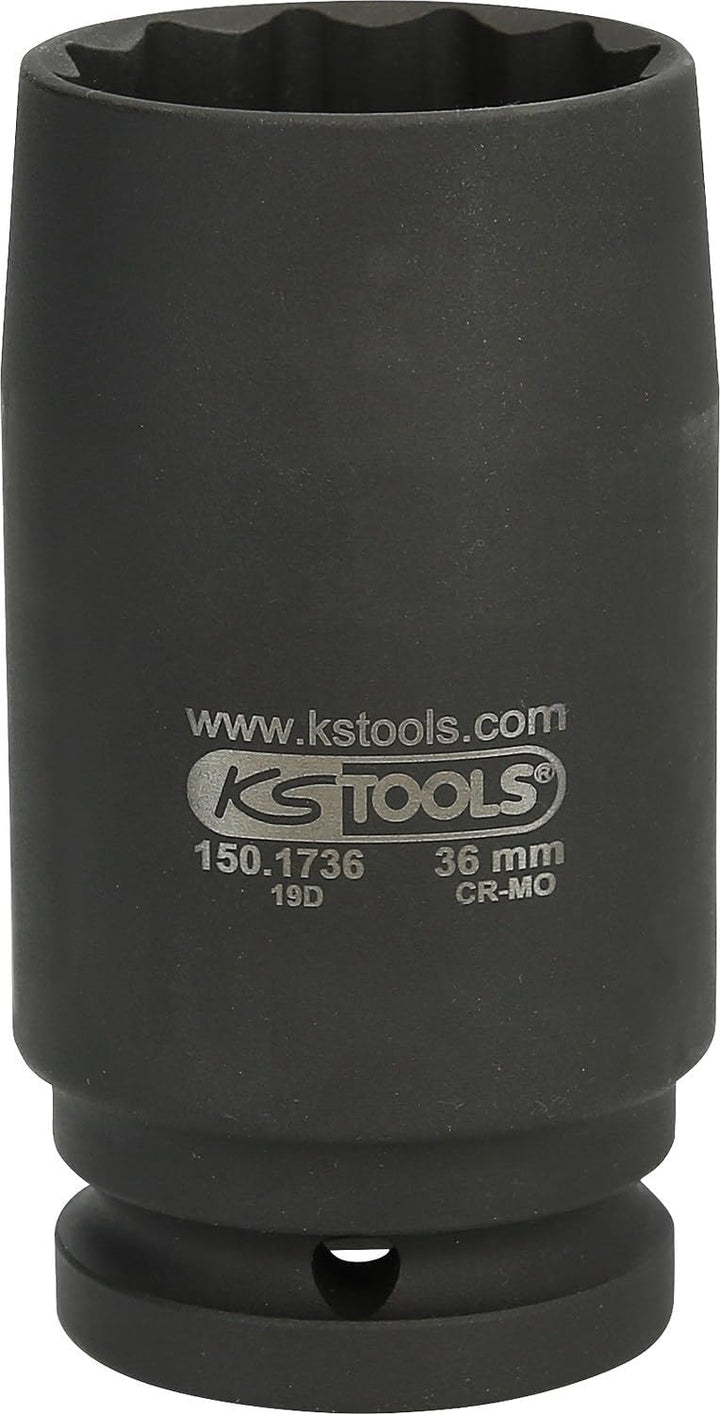 KS Tools 150.1736 Antriebswellen-Kraftstecknuss, 12-kant, 3/4 Zoll, dünnwandig, 36mm