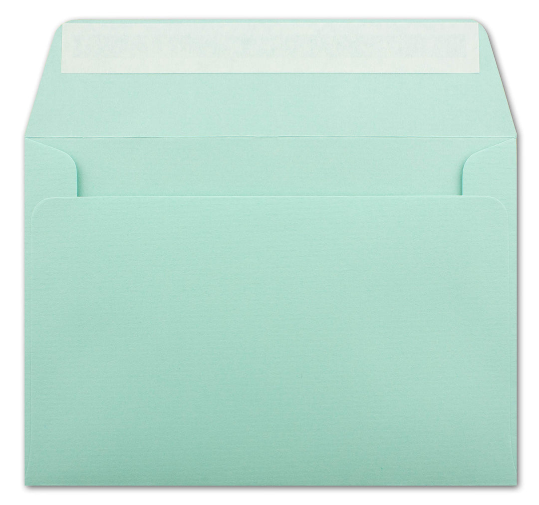 200 gerippte Briefumschläge DIN C6 Aquablau - 11,4 x 16,2 cm - 100 g/m² Post-umschlag ohne Fenster H