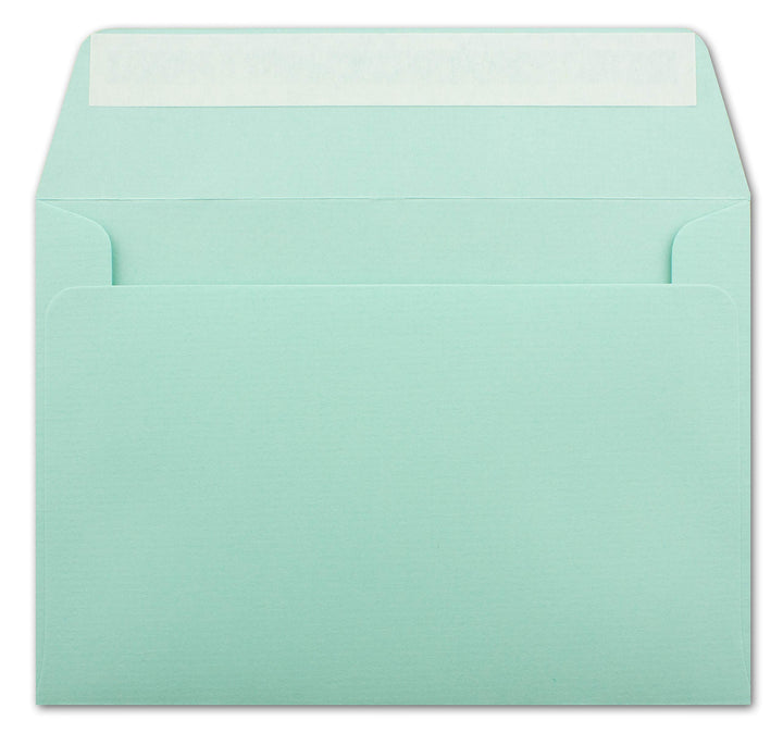 200 gerippte Briefumschläge DIN C6 Aquablau - 11,4 x 16,2 cm - 100 g/m² Post-umschlag ohne Fenster H