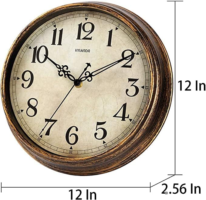 HYLANDA Wanduhr - Vintage-Stil, batteriebetrieben - Retro, geräuschlos, Nicht tickend - Dekoration,