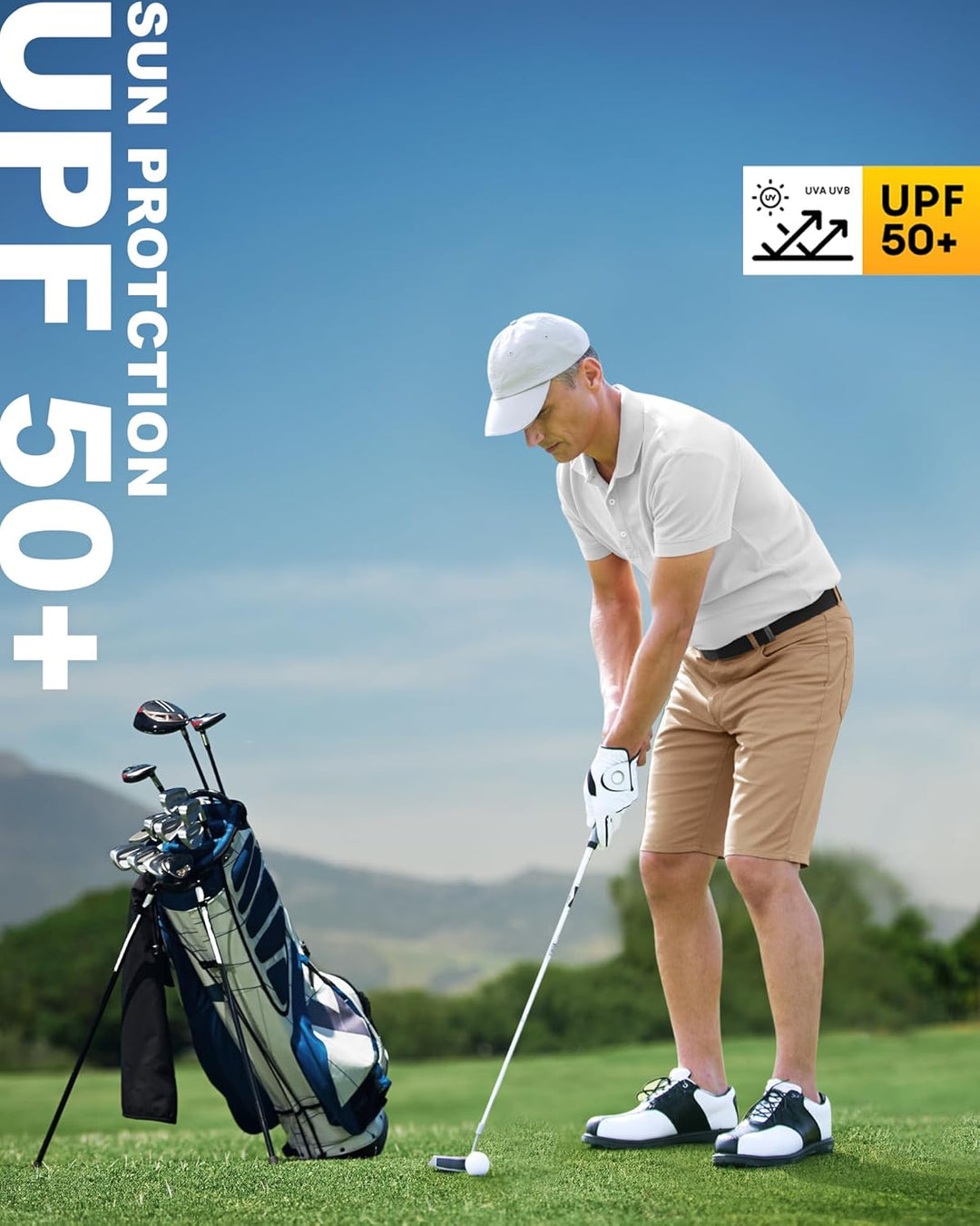 33,000ft Herren Golf Shorts Stretch Kurze Golfhosen Leichte Schnelltrocknende 11" Bermuda Shorts Kur