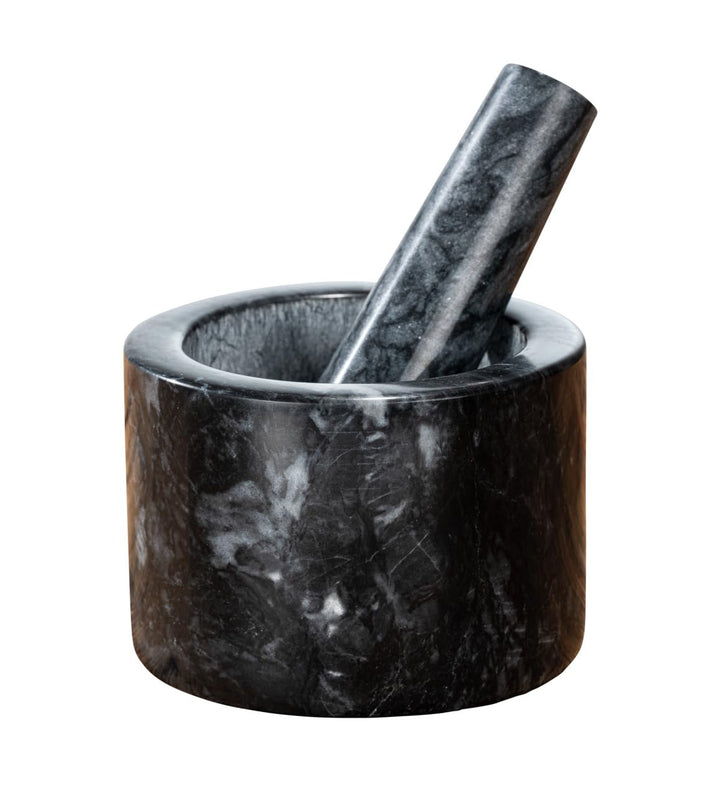 WENKO Mörser Marmor zum Zerkleinern von Kräutern und Gewürzen Schwarz