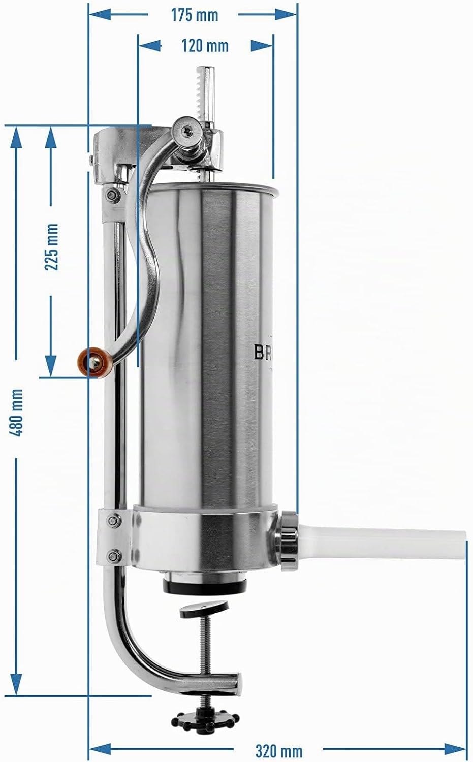 BROWIN® Manuell Wurstfüller aus Edelstahl 311002 | 3 kg vertikale Wurstmaschine | Wurstfüllmaschine