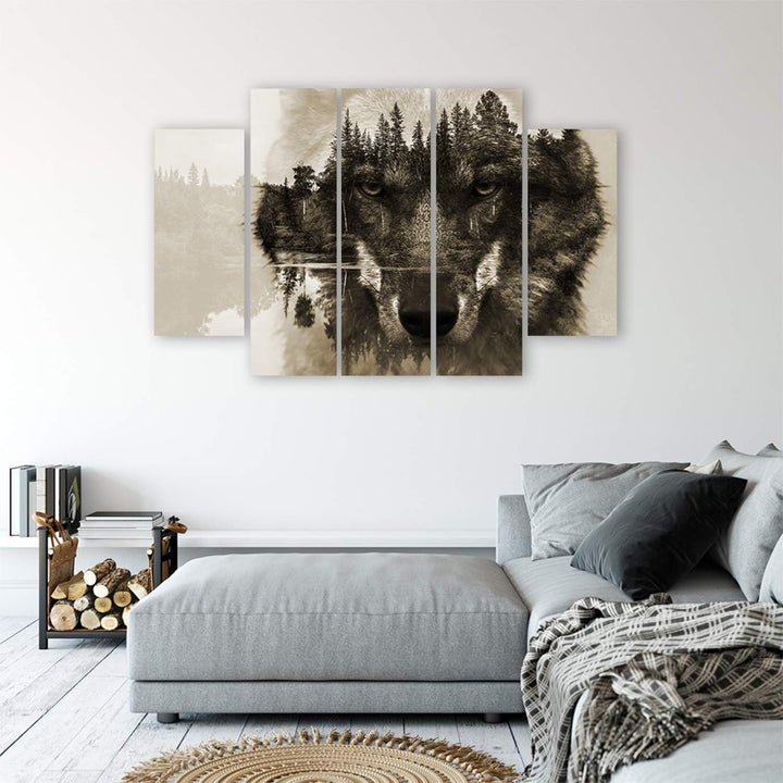 Feeby Frames Leinwandbild, Bilder, Wand Bild - 5 Teile - Wandbilder, Kunstdruck XXL, Typ B, 250x120