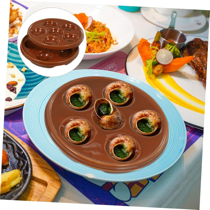 Cabilock Multitools 2 Stücke Schneckenpfanne Keramik Schneckenteller 6 L?Cher Escargot Pan Schnecken