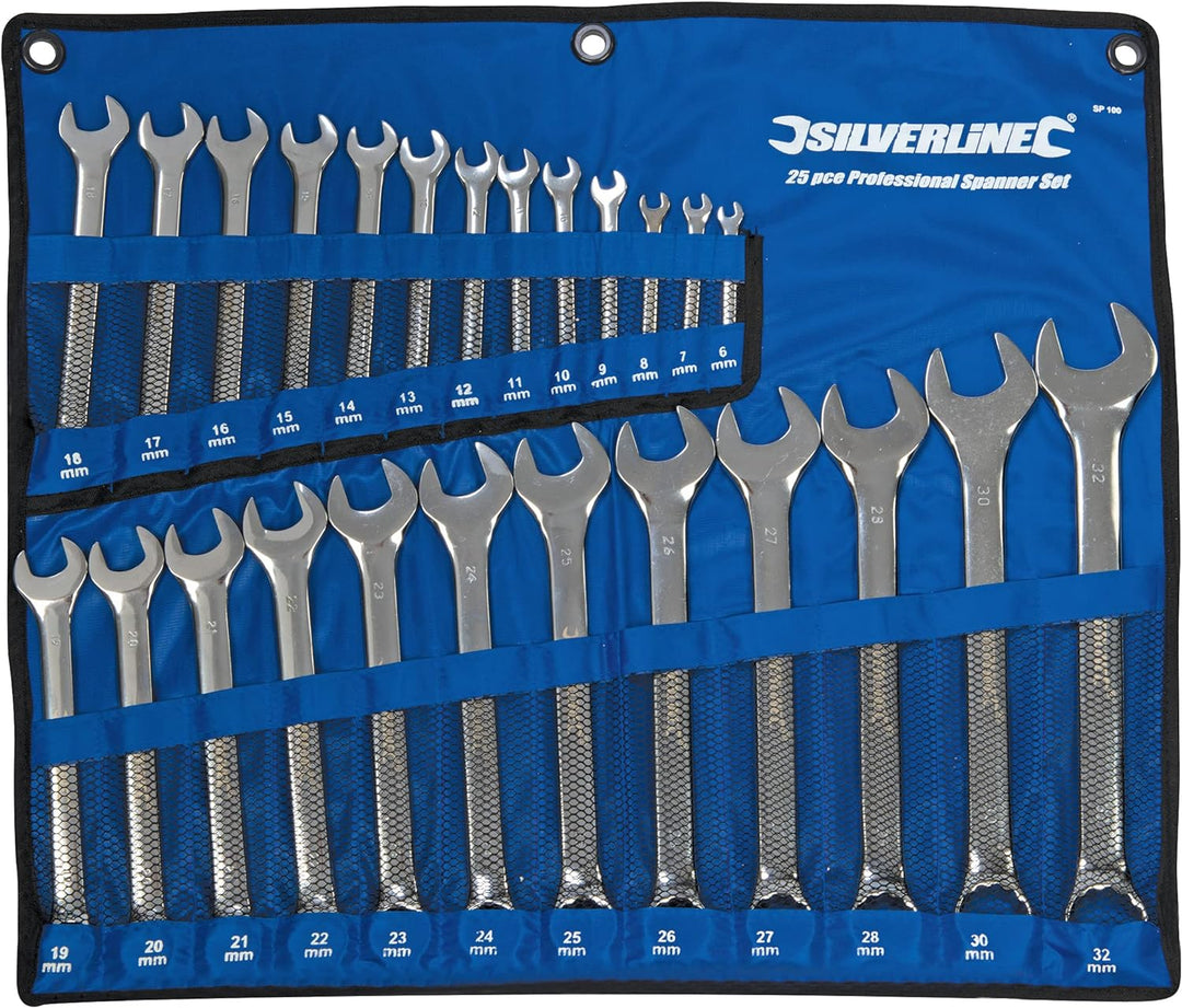 Silverline SP100 Ring-Maulschlüssel, 25-tlg. Satz 6–32 mm 6mm - 32mm, 6mm - 32mm