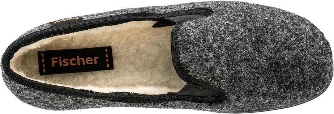 Fischer Herren Hausschuh Streifen Cord Slipper Stretch 204120 39 EU Schwarz Schwarz 205, 39 EU Schwa