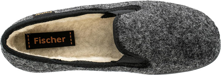 Fischer Herren Hausschuh Streifen Cord Slipper Stretch 204120 39 EU Schwarz Schwarz 205, 39 EU Schwa