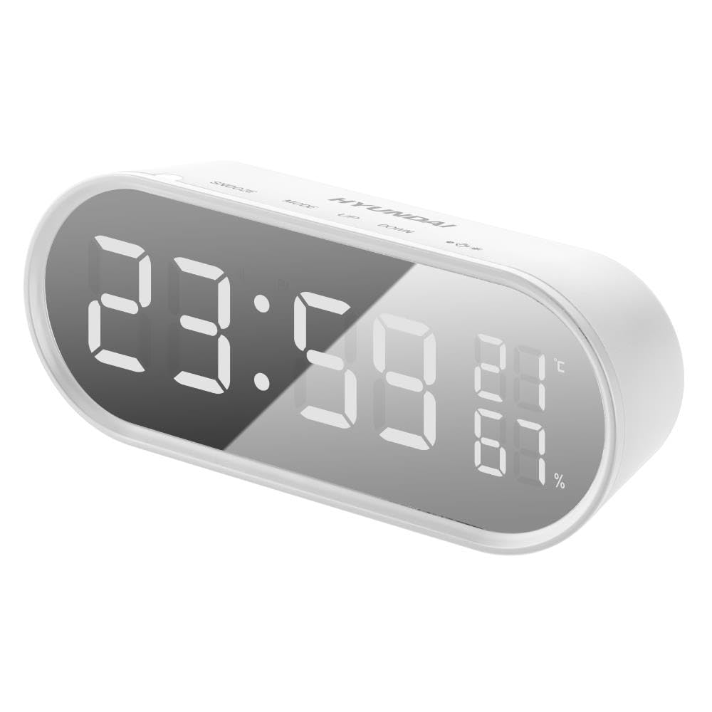 Hyundai Digitaler Wecker HYUAC331W I LCD Display I Uhrzeit I Datum I Weckfunktion I Innentemperatur