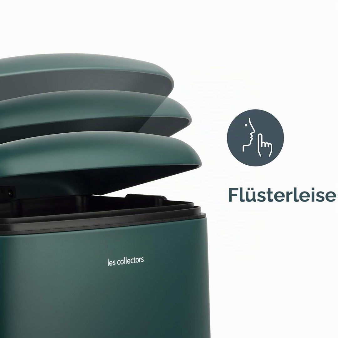 Les Collectors Tret-Mülleimer N°863 / Edelstahl / dunkelgrün, 40 L / herausnehmbarer Inneneimer/ rec