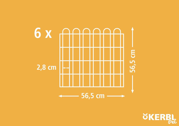 Kerbl Pet Freigehege, verzinkt, 6 Gitter 56,5x56,5 cm, mit Tür und Netz, mit Tür und Netz