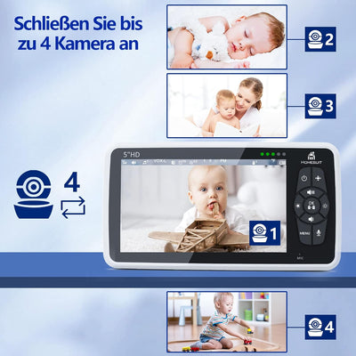 Homesuit Überwachungskamera, Kamera für Babyphone mit Nachtsicht, Zwei-Wege-Audio, 360 Grad, 720P HD