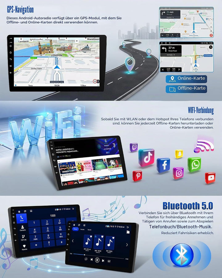 SIXWIN 8-Core 6+128G Android 15 Autoradio für Ford Fiesta 2009-2017 mit Carplay/Android Auto/DSP,9''