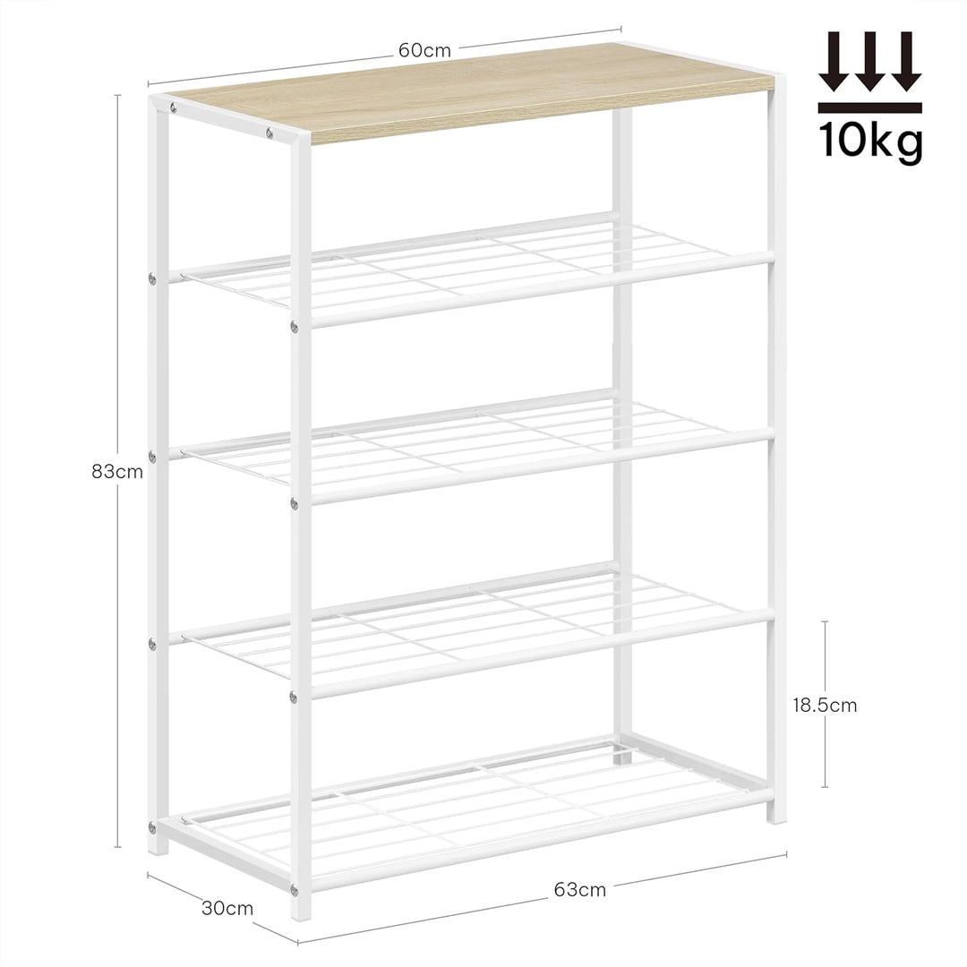 WOLTU Schuhregal mit 4 Ebenen, Schuhständer Metall, Schuhaufbewahrung platzsparend, Schuhorganizer f